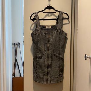 Washed black denim mini dress. Worn Once